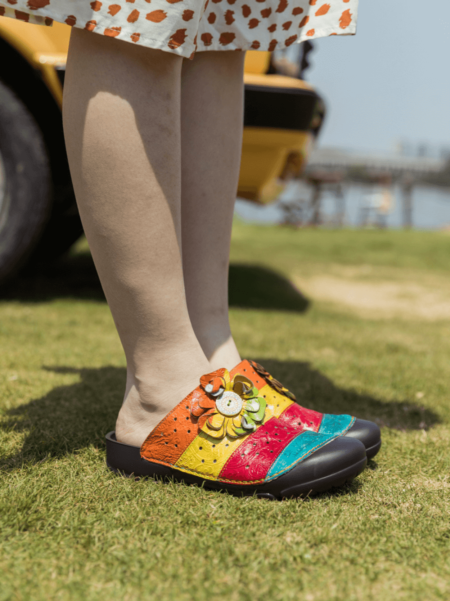 Vicconfy | RAINBOW STREAK LEATHER SANDAL