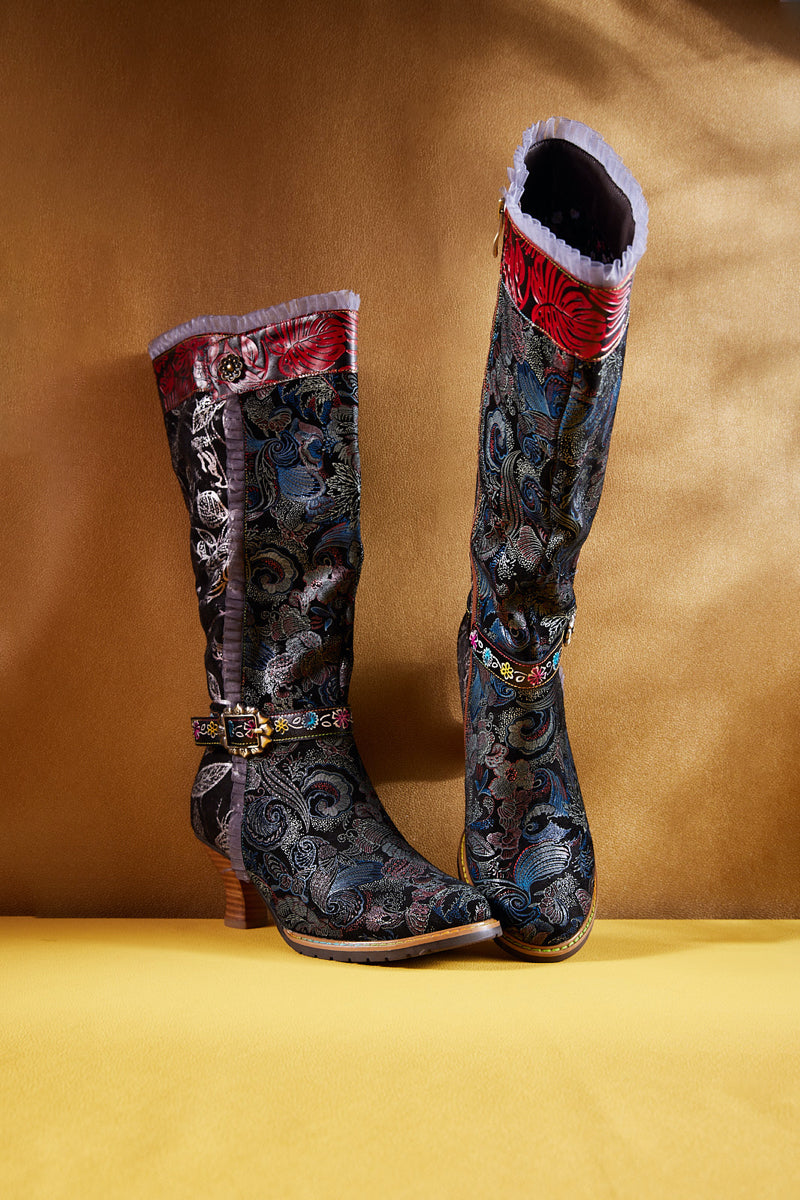 Vicconfy | Fairytale Wide Calf Leather Knee High Boots