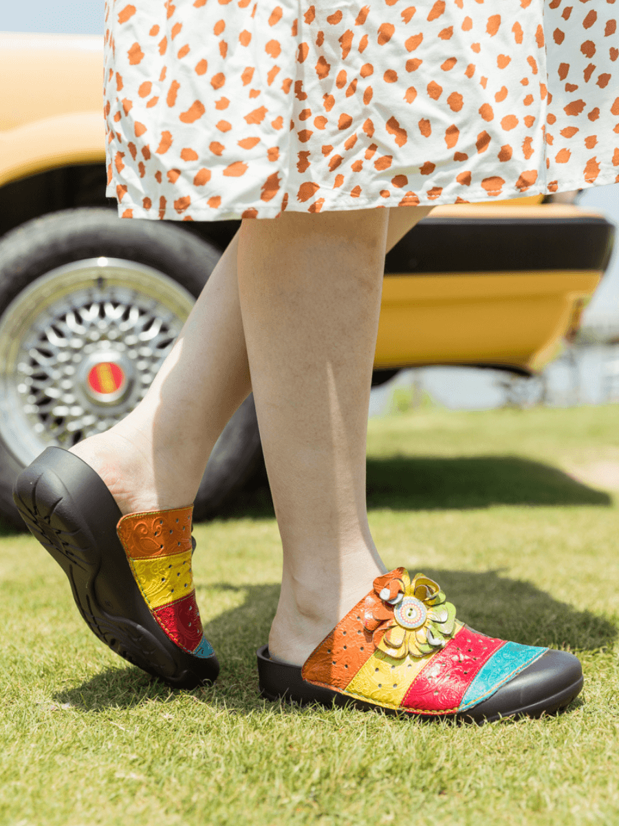 Vicconfy | RAINBOW STREAK LEATHER SANDAL