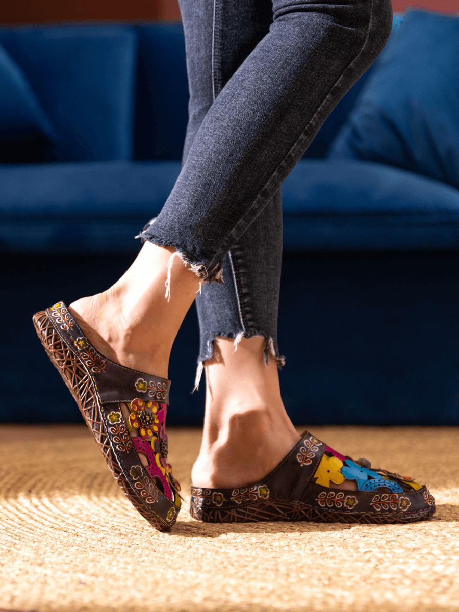 Vicconfy | BRICKELL TROPICAL CUT-OUT LEATHER SANDAL