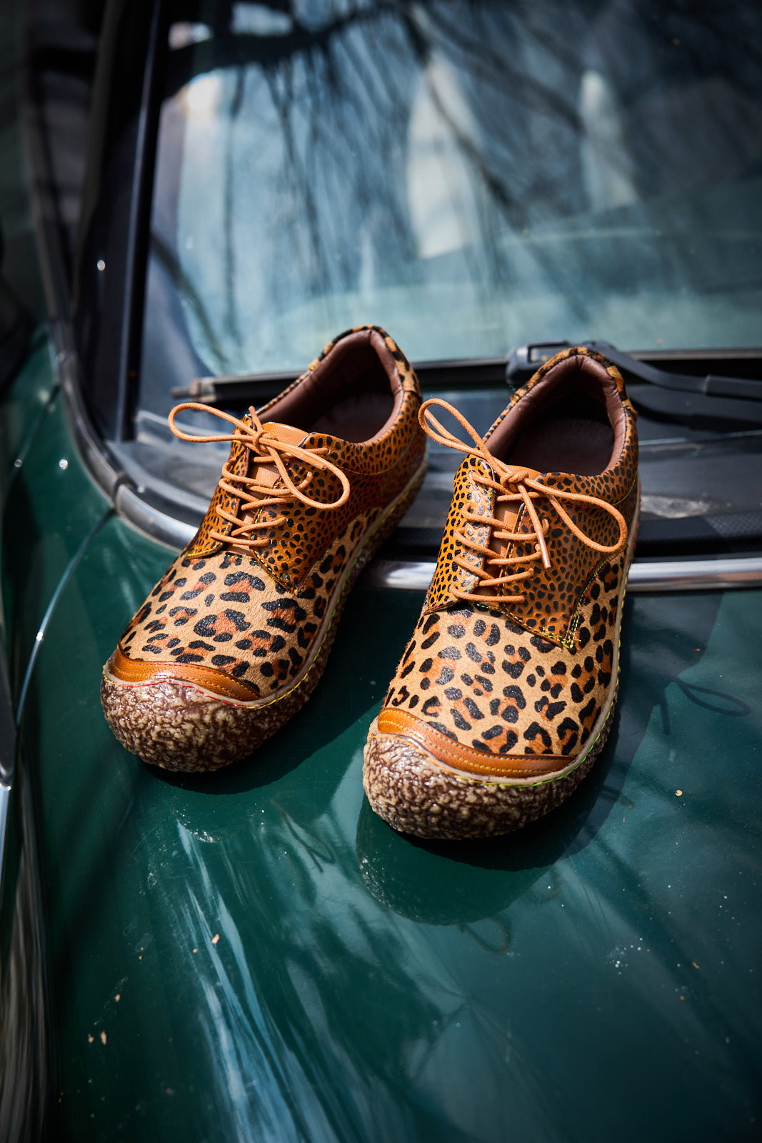 Vicconfy | Justeena Animal Pattern Leather Outdoor Sneaker
