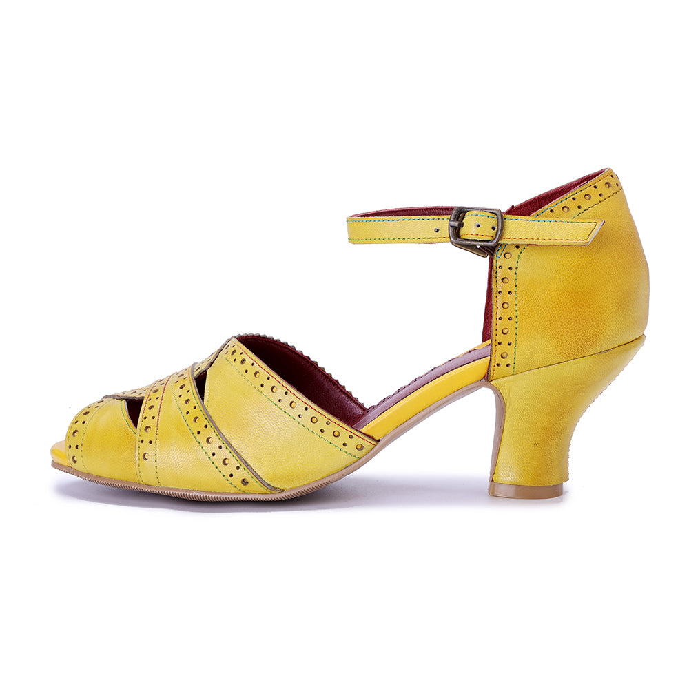 Vicconfy Wrap Embellished Cutout Leather Heeled Sandals