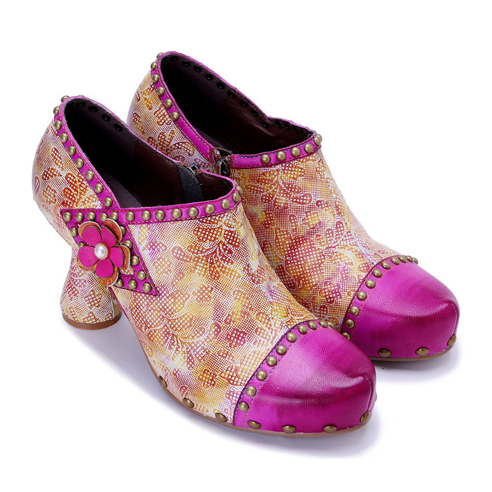 Vicconfy Pink Sweet Ethnic Heels