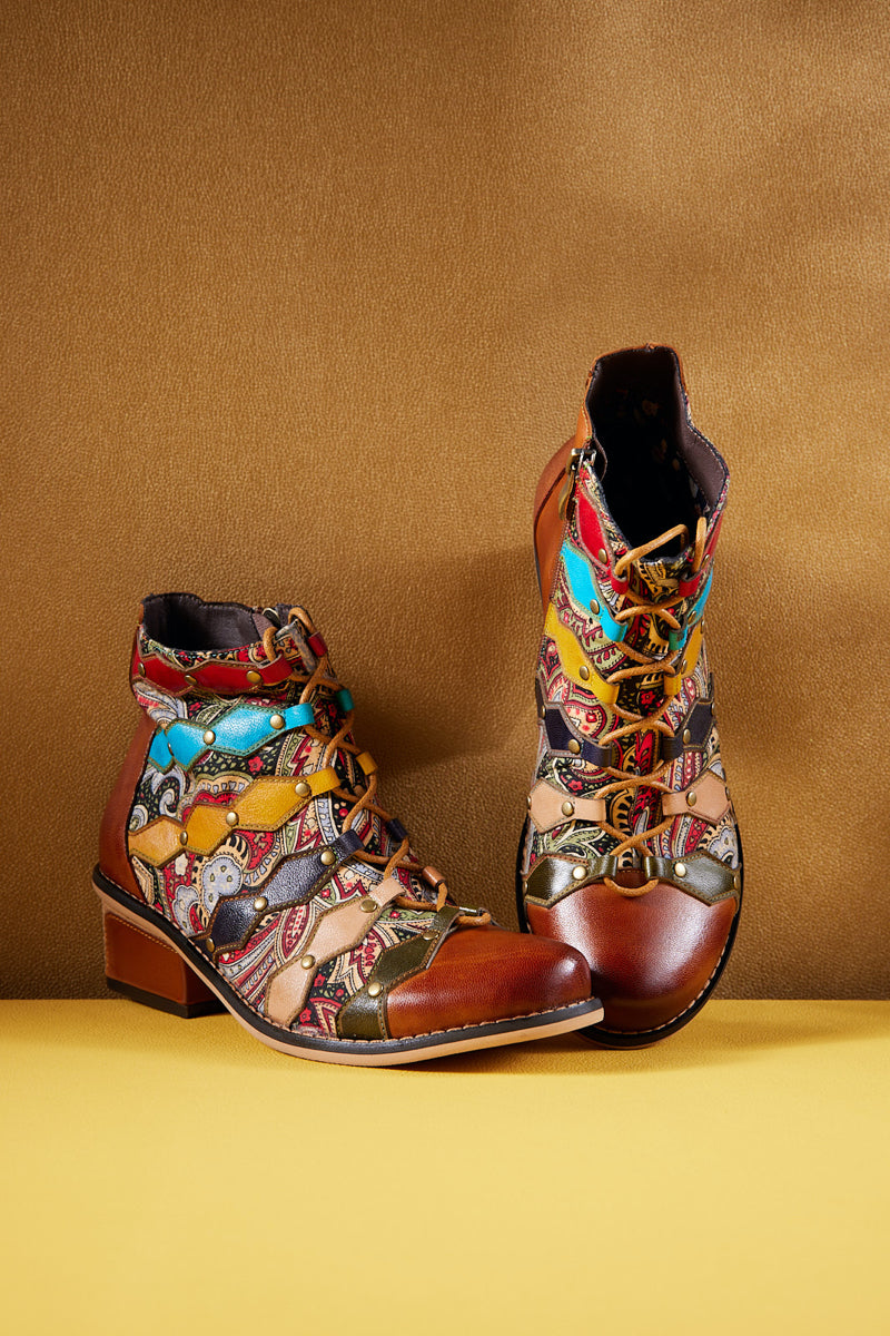 Vicconfy | Show Off Treasure Leather Ankle Boots