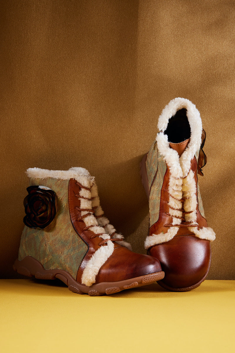 Vicconfy | Wildrose Shearling Leather Combat Boots