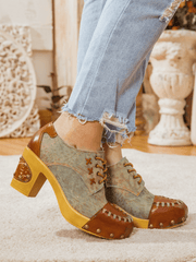 Vicconfy | WHIP-STITCH LEATHER CANVAS PUMP