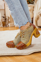 Vicconfy | WHIP-STITCH LEATHER CANVAS PUMP