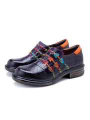 Vicconfy | Rainbow Stitch Embossed Genuine Leather Sneakers
