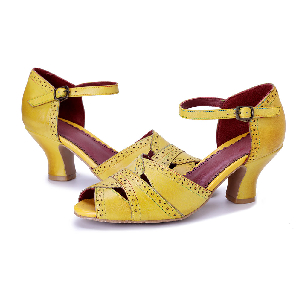 Vicconfy Wrap Embellished Cutout Leather Heeled Sandals