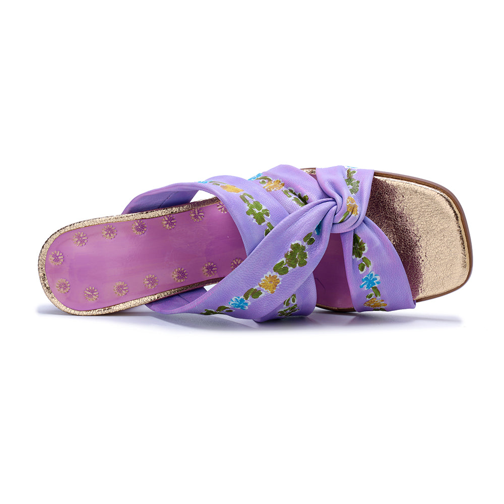 Vicconfy Printed Buttons Embellished High Heeled Sandal Slippers