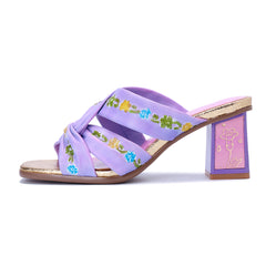 Vicconfy Printed Buttons Embellished High Heeled Sandal Slippers