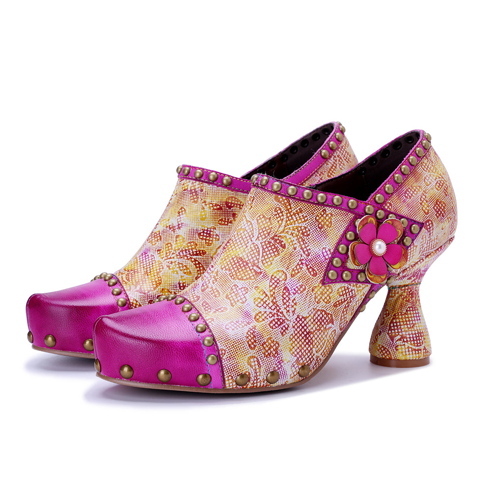 Vicconfy Pink Sweet Ethnic Heels