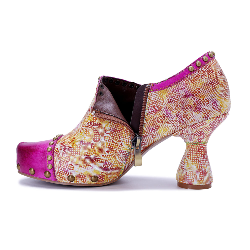 Vicconfy Pink Sweet Ethnic Heels