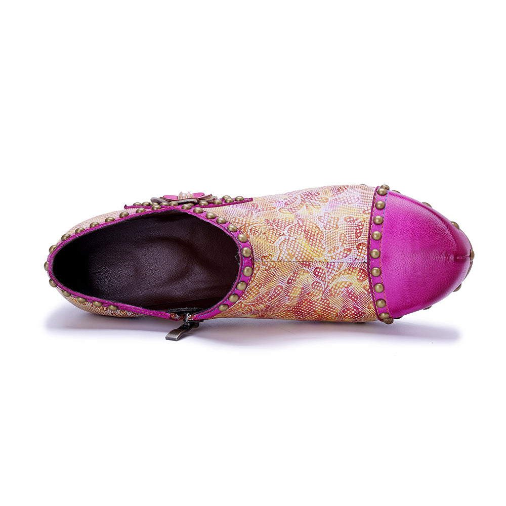 Vicconfy Pink Sweet Ethnic Heels