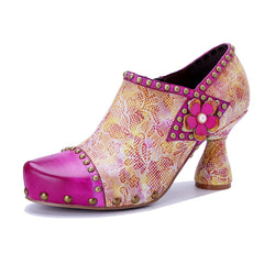 Vicconfy Pink Sweet Ethnic Heels