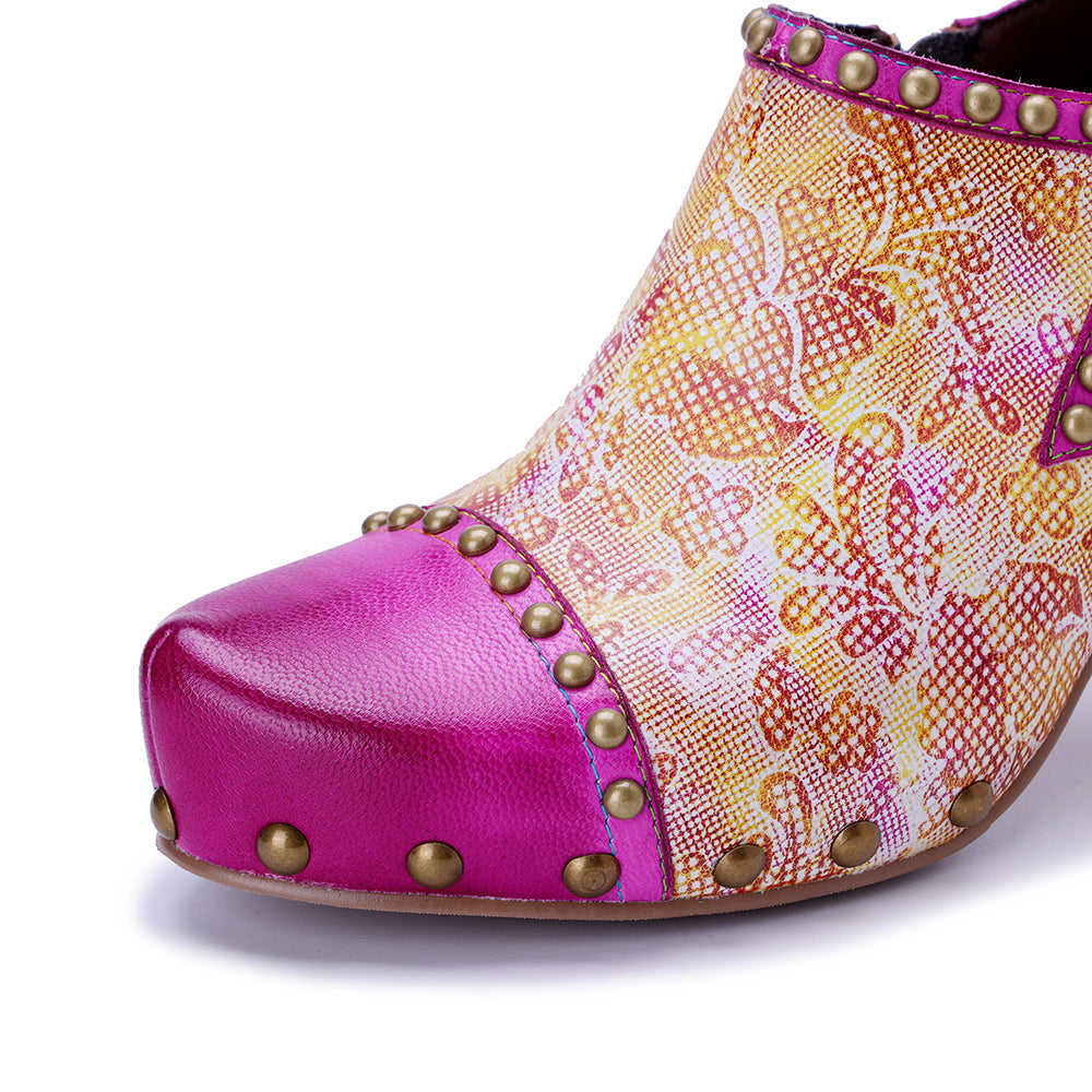Vicconfy Pink Sweet Ethnic Heels
