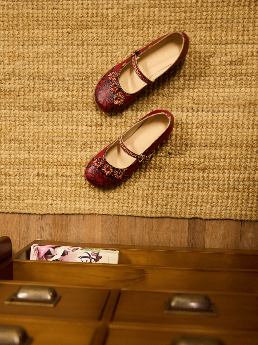Vicconfy | Menton Dream Floral Leather Mary Jane