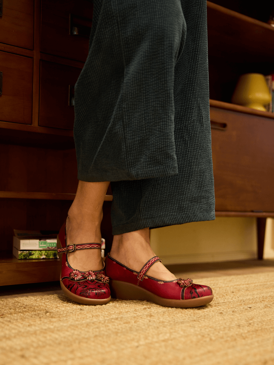 Vicconfy | Menton Dream Floral Leather Mary Jane