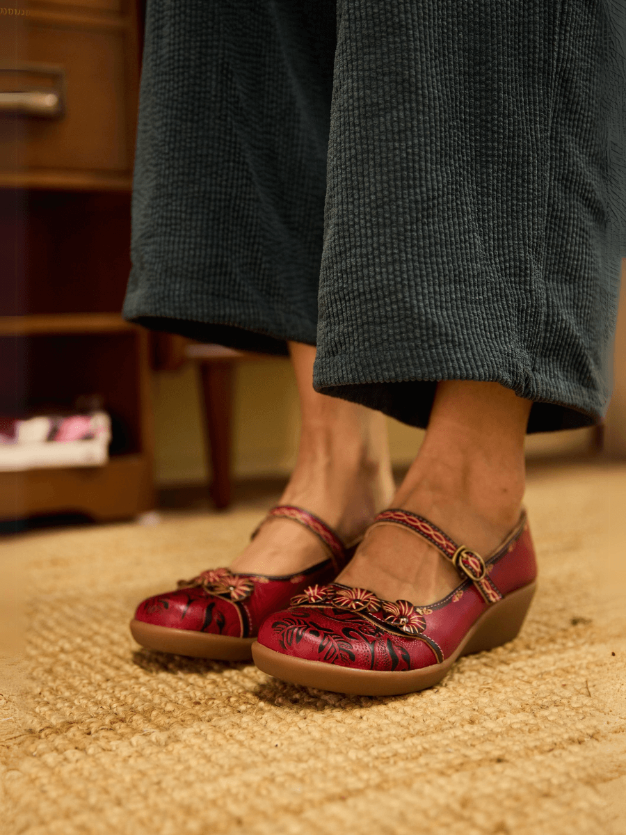 Vicconfy | Menton Dream Floral Leather Mary Jane